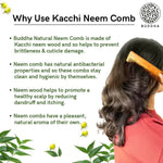 Thumbnail for Buddha Natural Dual Tooth Kacchi Neem Wooden Comb - Distacart