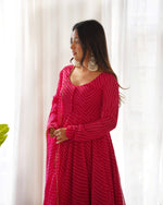 Thumbnail for Teeya Creation Rani Abstract Leheriya Print Faux Georgette Anarkali Gown With Pants And Dupatta - Distacart