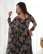 Thumbnail for Teeya Creation Black Color Digital Print Faux Georgette Anarkali With Pants And Dupatta - Distacart
