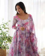 Thumbnail for Teeya Creation Multicolor Digital Print Soft organza Anarkali With Pants And Dupatta - Distacart