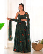 Thumbnail for Teeya Creation Green Color Digital Print Soft Chiffon Anarkali With Dupatta - Distacart
