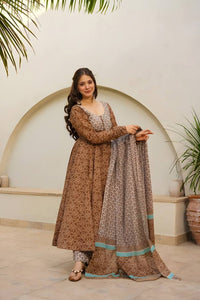 Thumbnail for Teeya Creation Multi Green Color Muslin Silk Digital Printed Anarkali gown