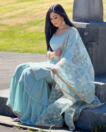 Thumbnail for Teeya Creation Sky Colour Chinon Silk Heavy Embroidery Work Fully Stitched Salwar Suit - Distacart