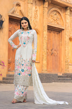 Thumbnail for Teeya Creation White Color Chinon Silk Heavy Embroidery Work Fully Stitched Salwar Suit - Distacart