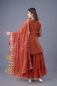 Thumbnail for Teeya Creation Fenta Colour Faux Georgette Heavy Embroidery Work Fully Stitched Sharara