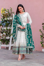 Thumbnail for Teeya Creation White Colour Faux Georgette Heavy Embroidery Work Fully Stitched Gown - Distacart