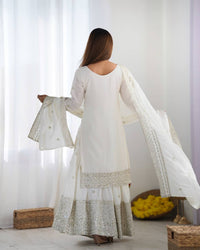 Thumbnail for Teeya Creation White Colour Chinon Silk Heavy Embroidery Work Fully Stitched Salwar Suit