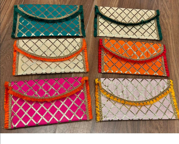 Joban Fashion Gota Checks Hand Clutches Purse - Multicolor