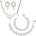 Thumbnail for AanyaCentric Gold-plated Mangalsutra Pendant Earring Set & Silver Plated Anklet - Distacart
