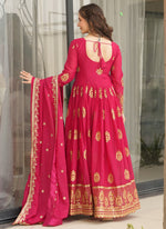 Thumbnail for Prazu Fashion Red Georgette Embroidered Gown With Dupatta