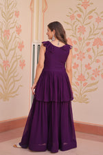 Thumbnail for Prazu Fashion Purple Georgette Embroidered Designer Gown