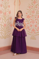 Thumbnail for Prazu Fashion Purple Georgette Embroidered Designer Gown