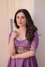 Thumbnail for Prazu Fashion Lavender Gold Crush With Beads Embroidered Work Gown