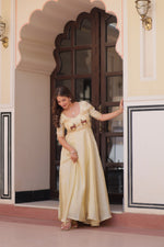 Thumbnail for Prazu Fashion Off White Gold Crush With Beads Embroidered Work Gown