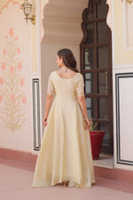 Thumbnail for Prazu Fashion Off White Gold Crush With Beads Embroidered Work Gown