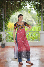 Thumbnail for Prazu Fashion Pink Rayon Printed With Kutchi Gamthi Work Navaratri Kurti