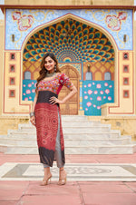 Thumbnail for Prazu Fashion Maroon Rayon Printed With Kutchi Gamthi Work Navaratri Kurti