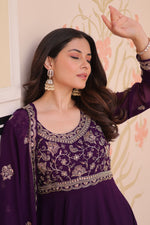 Thumbnail for Prazu Fashion Purple Georgette With Beads Embroidery-Work Gown