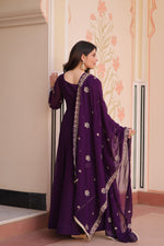 Thumbnail for Prazu Fashion Purple Georgette With Beads Embroidery-Work Gown