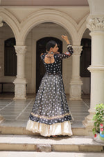 Thumbnail for Prazu Fashion Black Georgette Bandhani Print With Kutchi Patchwork Navratri Lehenga Kurti