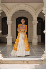 Thumbnail for Prazu Fashion Yellow Georgette Bandhani Print With Kutchi Patchwork Navratri Lehenga Kurti