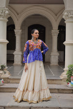 Thumbnail for Prazu Fashion Blue Georgette Bandhani Print With Kutchi Gamthi Navratri Lehenga