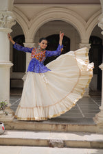 Thumbnail for Prazu Fashion Blue Georgette Bandhani Print With Kutchi Gamthi Navratri Lehenga