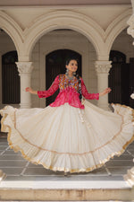 Thumbnail for Prazu Fashion Pink Georgette Bandhani Print With Kutchi Gamthi Navratri Lehenga