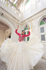 Thumbnail for Prazu Fashion Pink Georgette Leheriya Print With Attractive Mirror Lace Navaratri Lehenga