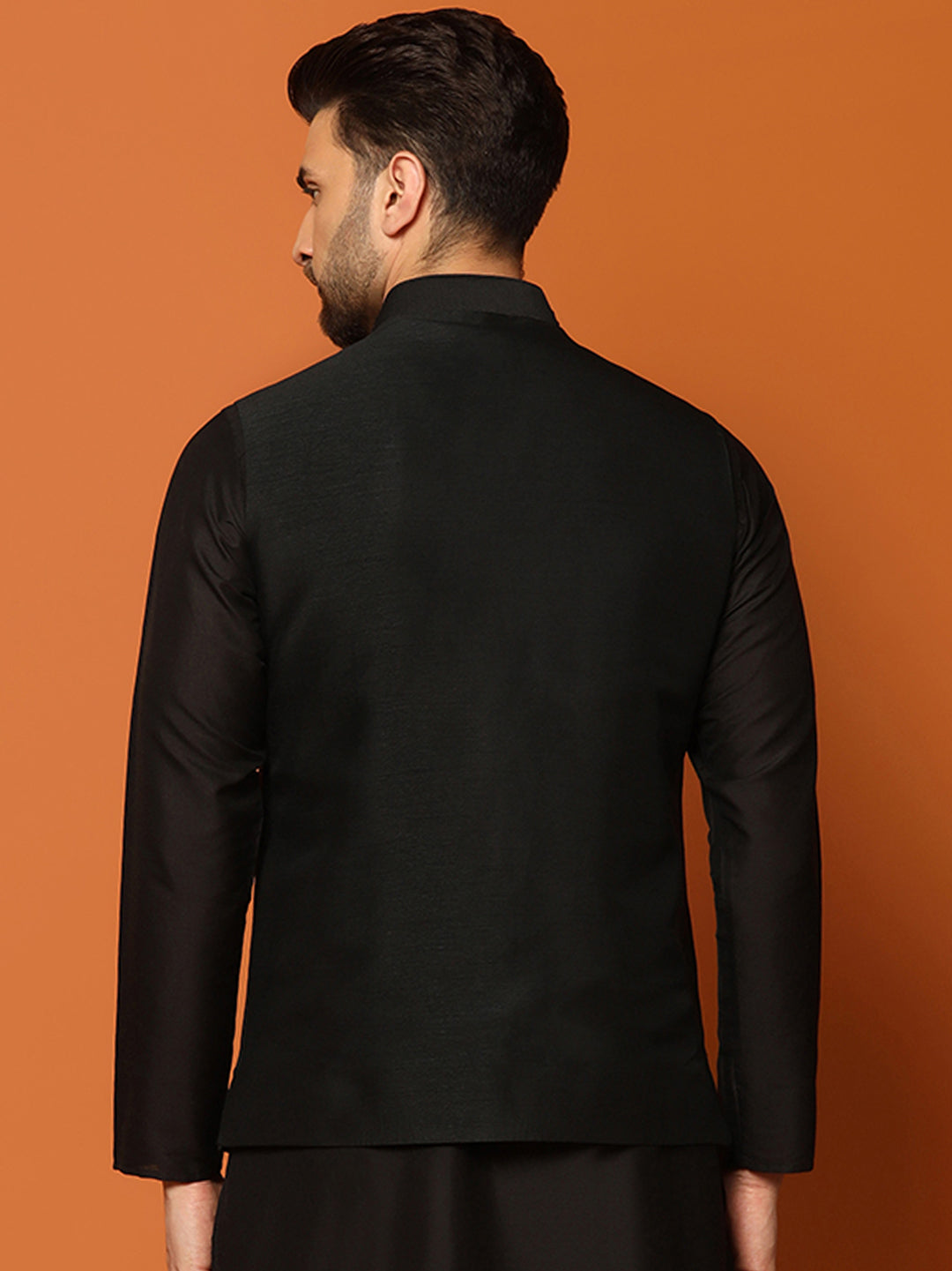 Kisah Men Black Embroidered Nehru Jacket - Distacart