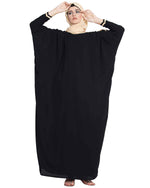Thumbnail for Bashariya Elegant Kaftan Abaya In Free Size With Contrast Detailings-Black