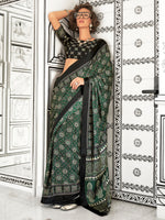 Thumbnail for NOZ2TOZ Women's Crepe Green Printed Designer Saree With Blouse Piece - Distacart