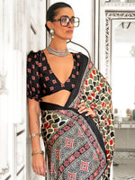 Thumbnail for NOZ2TOZ Women's Crepe Olive Printed Designer Saree With Blouse Piece - Distacart