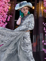 Thumbnail for NOZ2TOZ Women's Crepe Grey Printed Designer Saree With Blouse Piece - Distacart