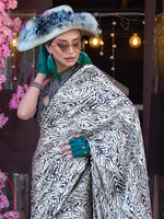Thumbnail for NOZ2TOZ Women's Crepe Grey Printed Designer Saree With Blouse Piece - Distacart