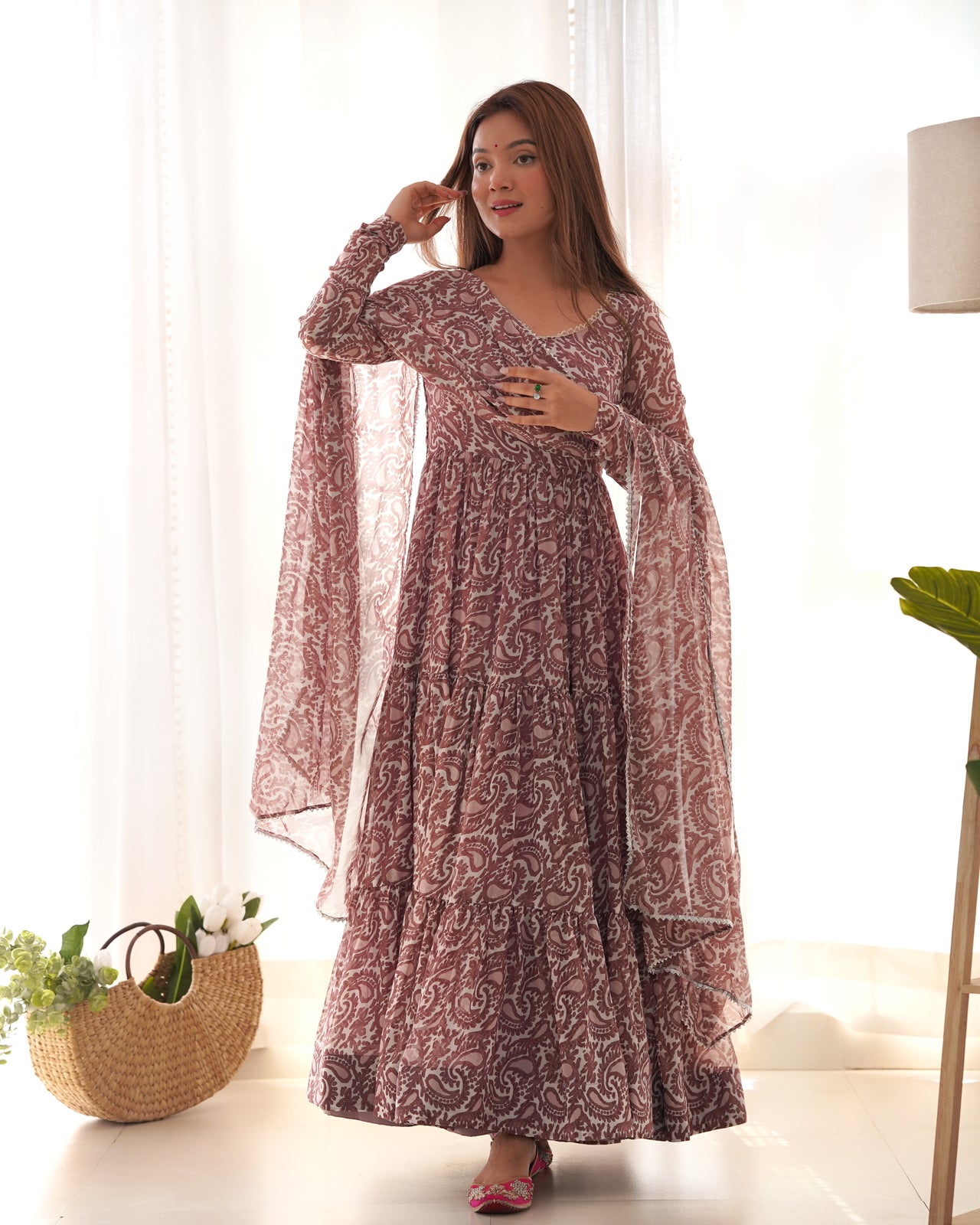 Lehenga Mart Wedding Wear Anarkali Suit With Dupatta - Multi Color