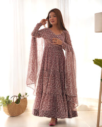 Thumbnail for Lehenga Mart Wedding Wear Anarkali Suit With Dupatta - Multi Color