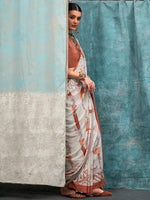 Thumbnail for NOZ2TOZ Women's Crepe Off White Printed Designer Saree With Blouse Piece - Distacart