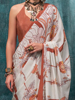 Thumbnail for NOZ2TOZ Women's Crepe Off White Printed Designer Saree With Blouse Piece - Distacart