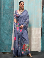 Thumbnail for NOZ2TOZ Women's Crepe Metallic Printed Designer Saree With Blouse Piece - Distacart