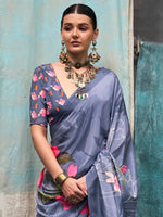 Thumbnail for NOZ2TOZ Women's Crepe Metallic Printed Designer Saree With Blouse Piece - Distacart