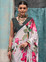 Thumbnail for NOZ2TOZ Women's Crepe Off White Printed Designer Saree With Blouse Piece - Distacart