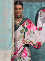 Thumbnail for NOZ2TOZ Women's Crepe Off White Printed Designer Saree With Blouse Piece - Distacart