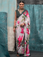 Thumbnail for NOZ2TOZ Women's Crepe Off White Printed Designer Saree With Blouse Piece - Distacart