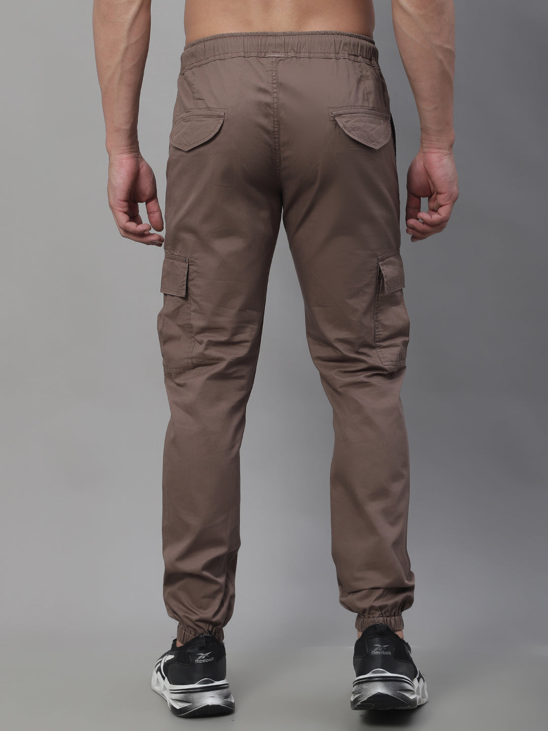 Jainish Men's Casual Cotton Solid Cargo Pants - Brown - Distacart