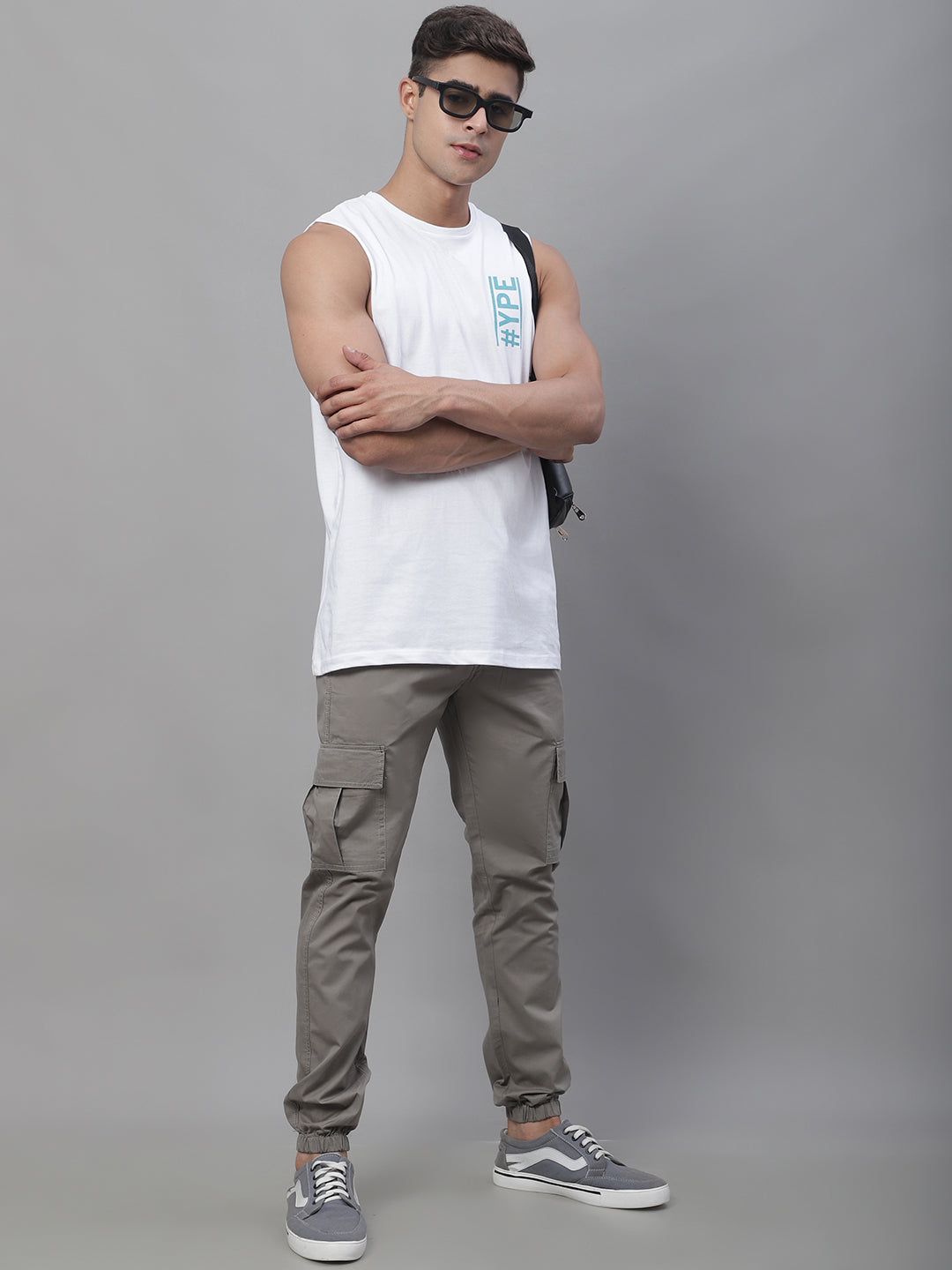 Jainish Men's Casual Cotton Solid Cargo Pants - Light-Grey - Distacart