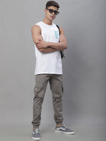 Thumbnail for Jainish Men's Casual Cotton Solid Cargo Pants - Light-Grey - Distacart
