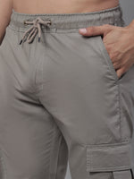 Thumbnail for Jainish Men's Casual Cotton Solid Cargo Pants - Light-Grey - Distacart