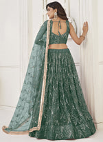 Thumbnail for Vegaa Fashion Green Butterfly Net Embroidery Sequins Designer Lehenga