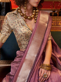 Thumbnail for NOZ2TOZ Women's Chiffon Cream Woven Design Designer Saree With Blouse Piece